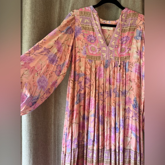 Spell Butterfly Boho Pink and Purple Maxi Dress in Musk - Picture 4 of 8